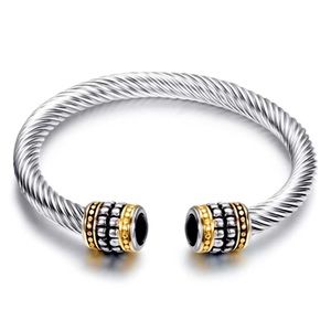 NWOT Titanium Steel Cable Cuff Bracelet